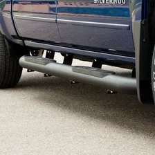 Big Step 4in. Black Aluminum Round Side Bars; Select Silverado; Sierra image 4