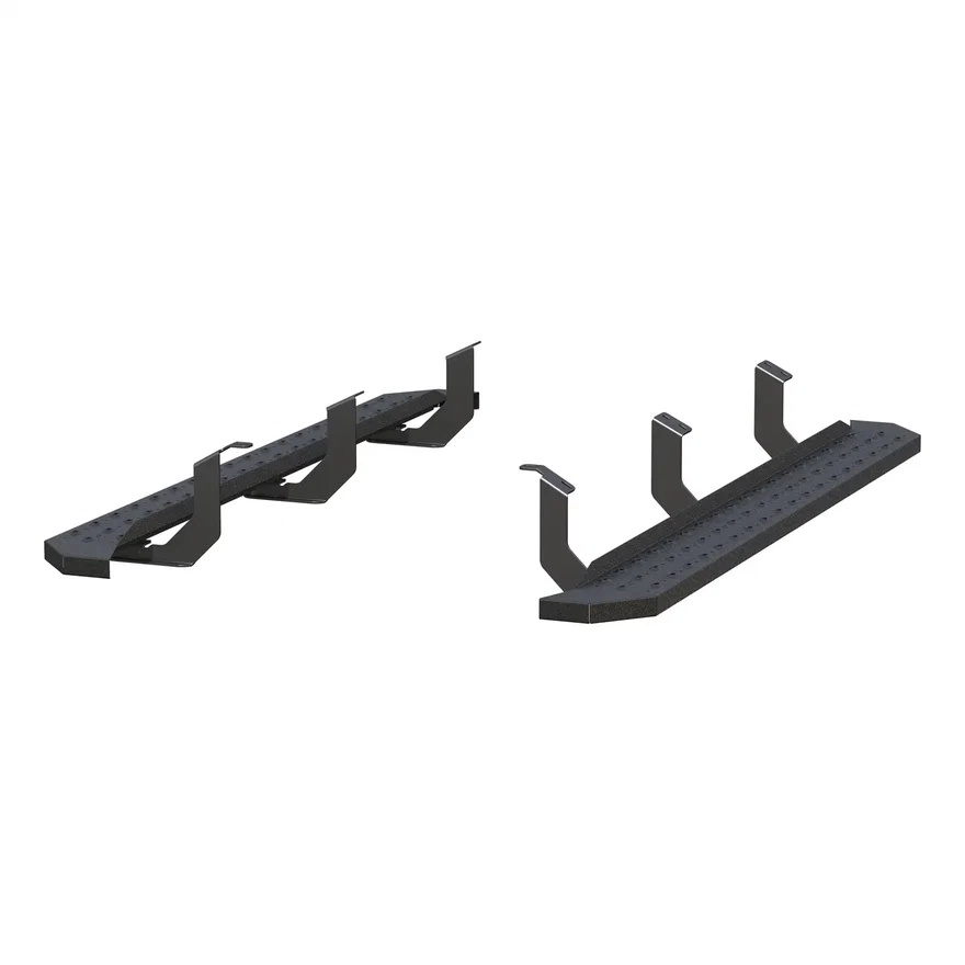 RidgeStep 75in. Black Steel Running Boards; Select Toyota Tundra Extended Cab