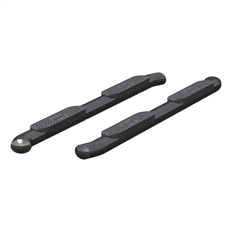 4in. Black Steel Oval Side Bars; Select Toyota Tacoma Double Cab