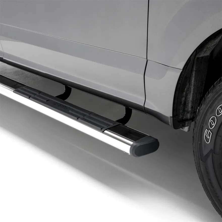 6in. x 75in. Polished Stainless Oval Side Bars; Select Chevy Silverado; GMC Sier