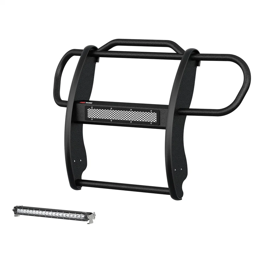 Pro Series Black Steel Grille Guard with Light Bar; Select Jeep Renegade