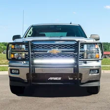 Pro Series Black Steel Grille Guard with Light Bar, Select Chevy Silverado 1500 image 5