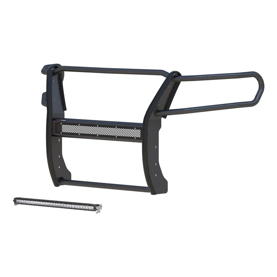 Pro Series Black Steel Grille Guard with Light Bar, Select Colorado, Canyon