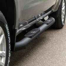 Big Step 4in. Black Aluminum Round Side Bars; Select Silverado; Sierra image 1