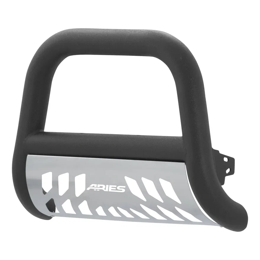Big Horn 4in. Black Aluminum Bull Bar; Select Silverado; Sierra 2500; 3500 HD