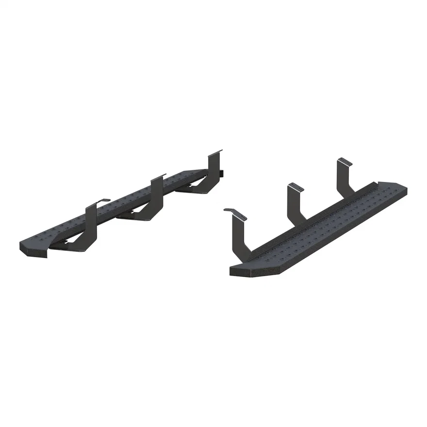RidgeStep 6-1/2in. x 85in. Black Steel Running Boards; Select Toyota Tundra Crew