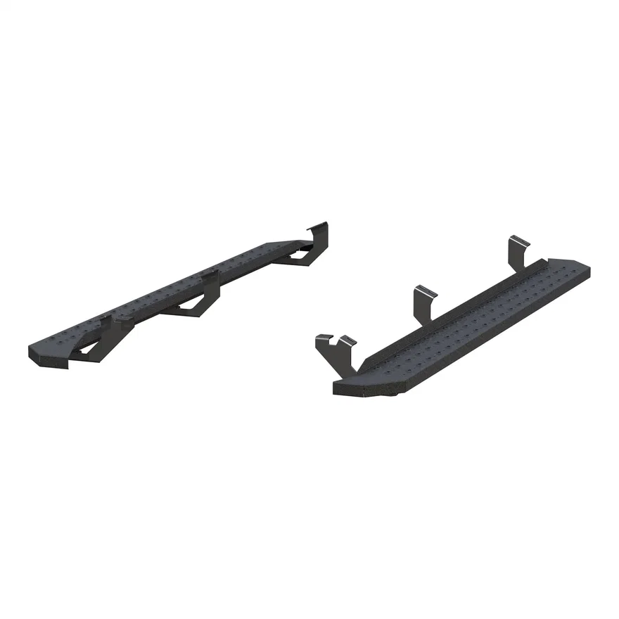 RidgeStep 6-1/2in. x 85in. Black Steel Running Boards; Select Toyota Tacoma Crew