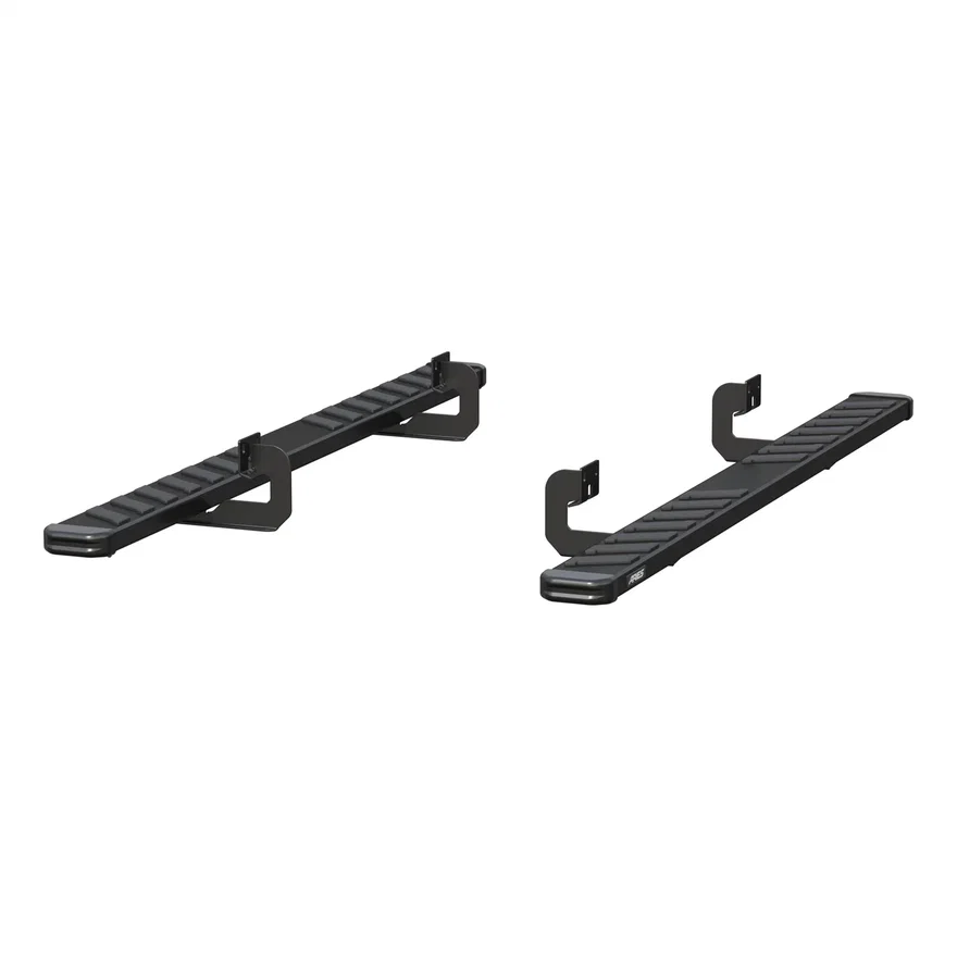 NovaTrac 6in. x 85in. Black E-Coat Steel Running Boards; Select Ford F-150
