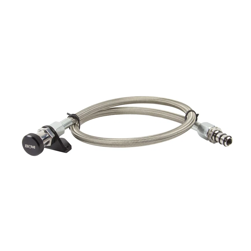 Locking Auto Trans Dipstick & Tube - Billet Aluminum/Stainless Steel Braided