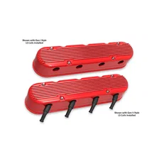 2-Piece Finned Valve Cover - Gen III/IV LS - Gloss Red Machined image 2