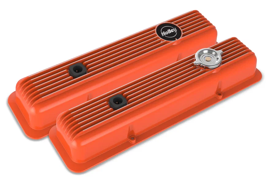 Valve Covers - Muscle Series - Finned - SBC - Factory Orange