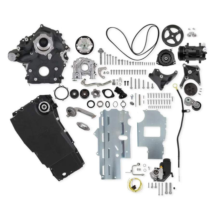 Godzilla High-Mount Accessory Drive - F100 Swap - Complete - Black for Ford F-100