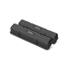 Valve Covers - Vintage Series - Finned - SBC - Satin Black Machined image 1