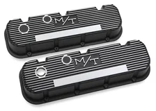 M/T Valve Covers - Vintage Style - Finned - BBC - Satin Black image 1