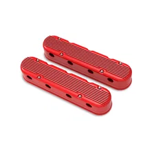 2-Piece Finned Valve Cover - Gen III/IV LS - Gloss Red Machined image 1
