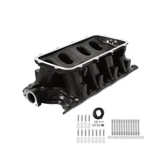 Black 351W Ford Hi-Ram Carbureted Manifold Base image 1