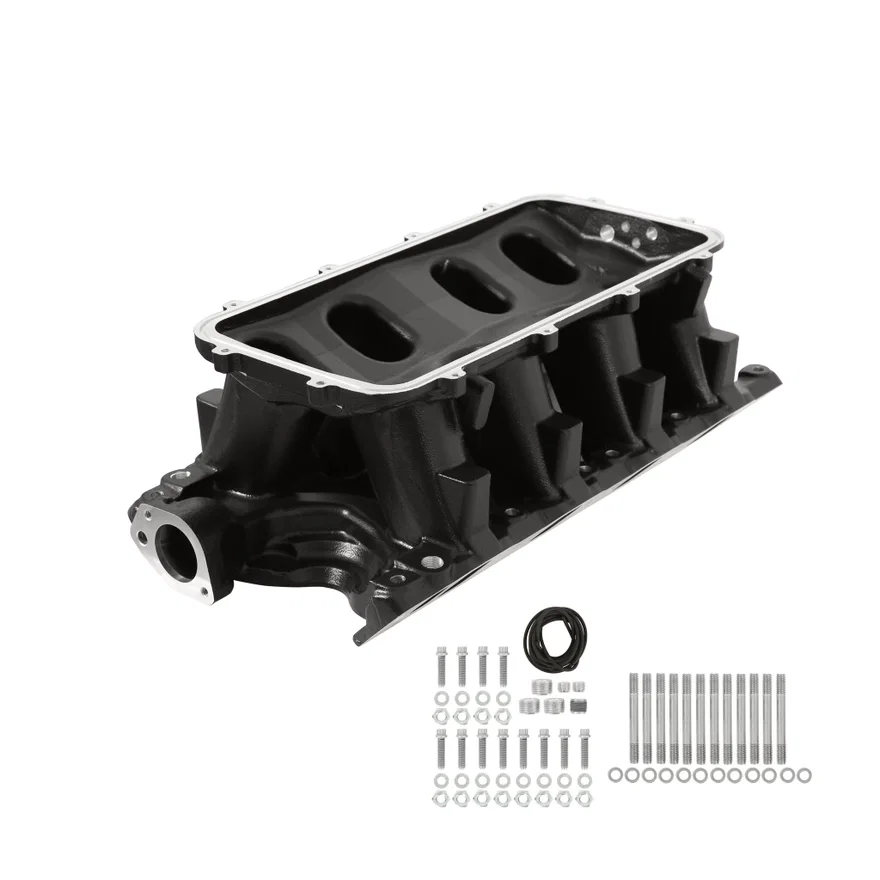 Black 351W Ford Hi-Ram Carbureted Manifold Base