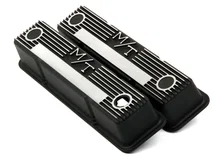 M/T Valve Covers - Vintage Style - Finned - SBC - Satin Black image 1