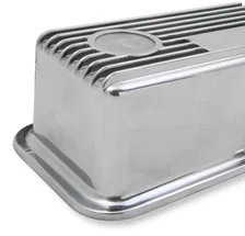 M/T Valve Covers - Vintage Style - Finned - SBC - Polished image 4