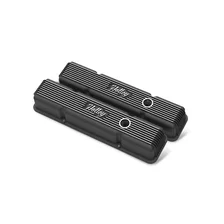 Valve Covers - Vintage Series - Finned - SBC - Satin Black Machined image 1