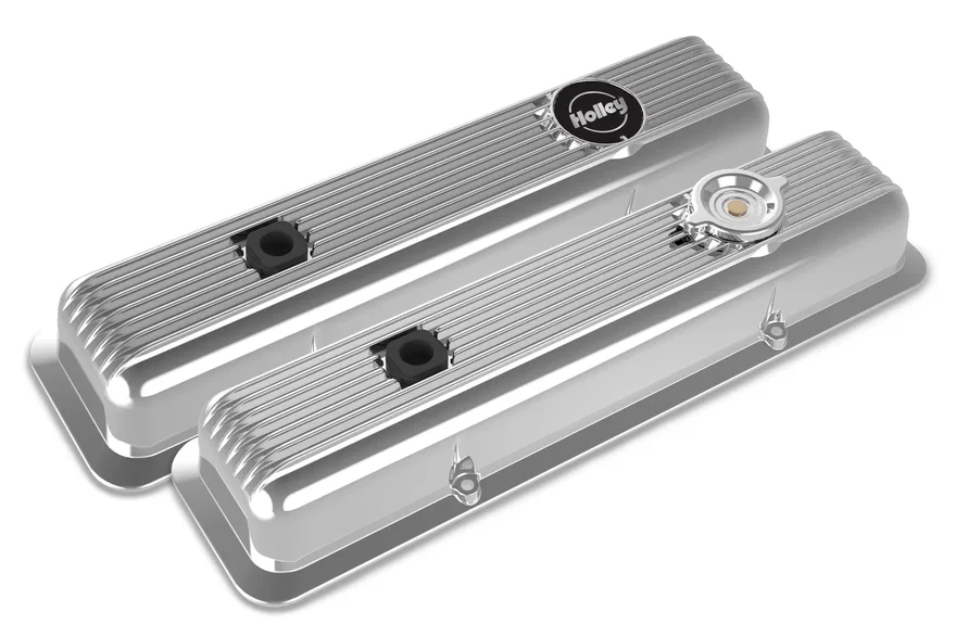 Valve Covers - Muscle Series - Finned - SBC - Polished