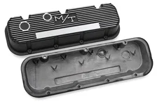 M/T Valve Covers - Vintage Style - Finned - BBC - Satin Black image 2