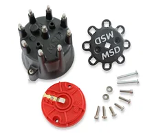 Black Chevy V8 HEI Distributor Cap and Rotor image 3