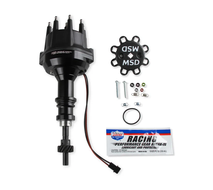 Black Distributor Ford 289-302, Pro Billet, Small Cap, Steel Gear