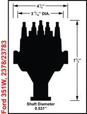 Black, Ford 351W Dual Sync Distributor image 5