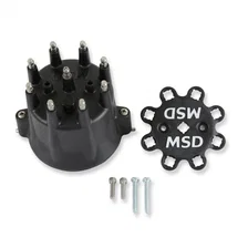 Distributor Cap - V8 - HEI Terminals - Black - Spark Plug Wire Retainer image 1