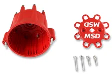 Distributor Cap - V8 - HEI Terminals - Red - Spark Plug Wire Retainer image 2