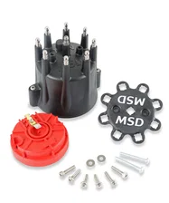 Black Chevy V8 HEI Distributor Cap and Rotor image 2