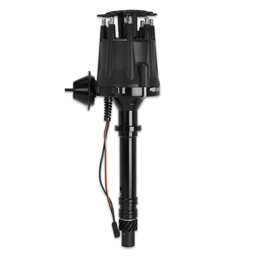 Black Chevy V8 Pro-Billet Distributor with Vacuum Advance