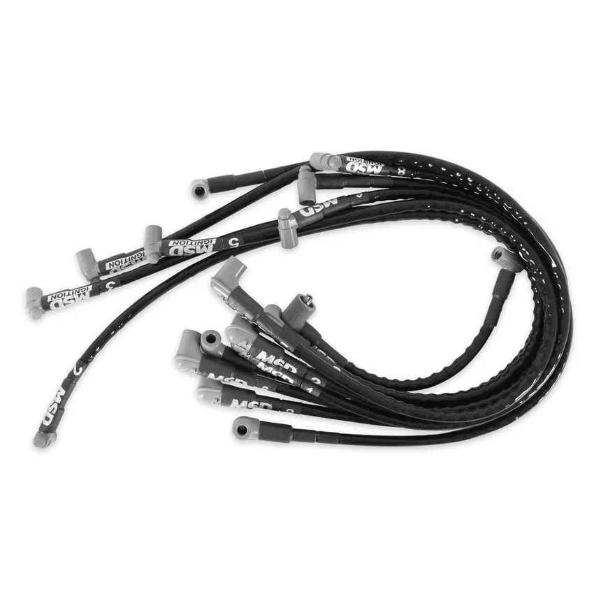 Sleeved Spark Plug Wires for SBC under exhaust, HEI for Chevrolet