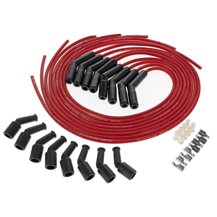 8mm Spiro Pro Black Ceramic Boot LS Universal Wire Set 135 Deg Red Wire