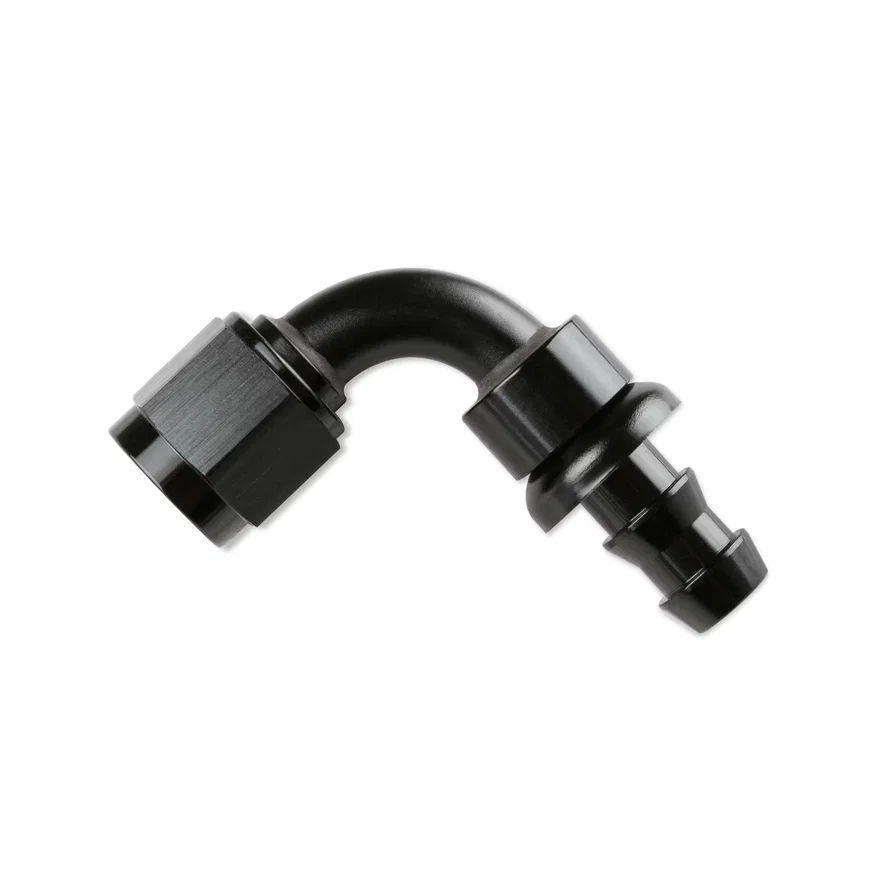 6 AN 90 Degree Push-On Hose Ends - Black