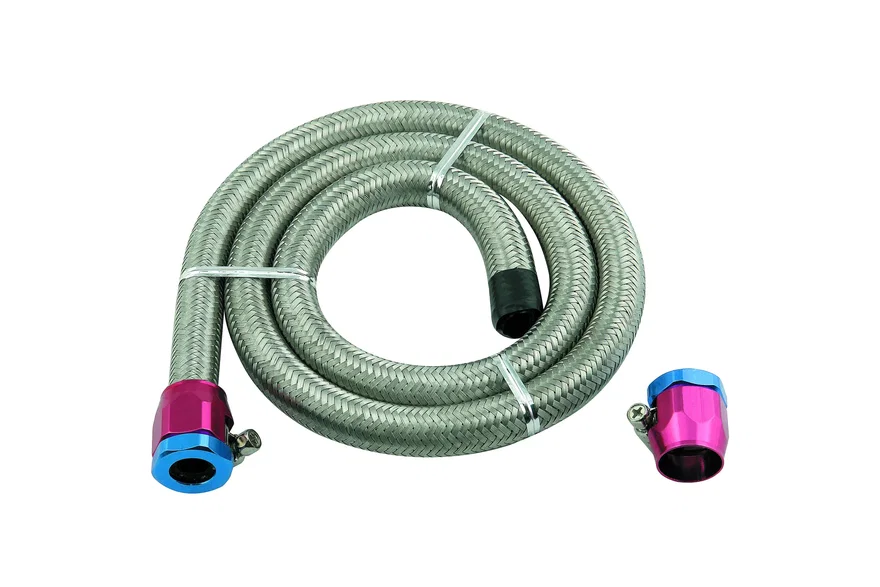 Braided Steel Fuel Line Kit - 3/8 Inch x 3 Foot