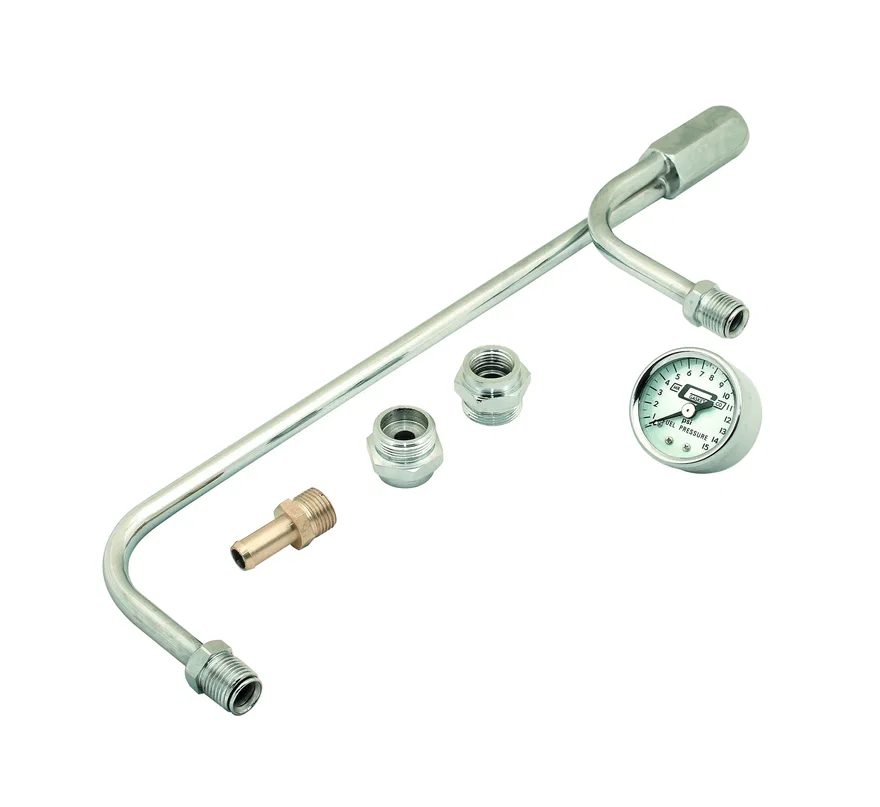 Fuel Line Kit with Gauge & Fittings - Chrome