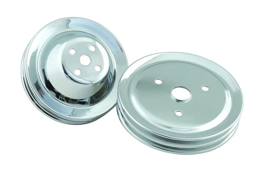 Chrome Pulley Set - Two Groove Upper & Lower Pulleys