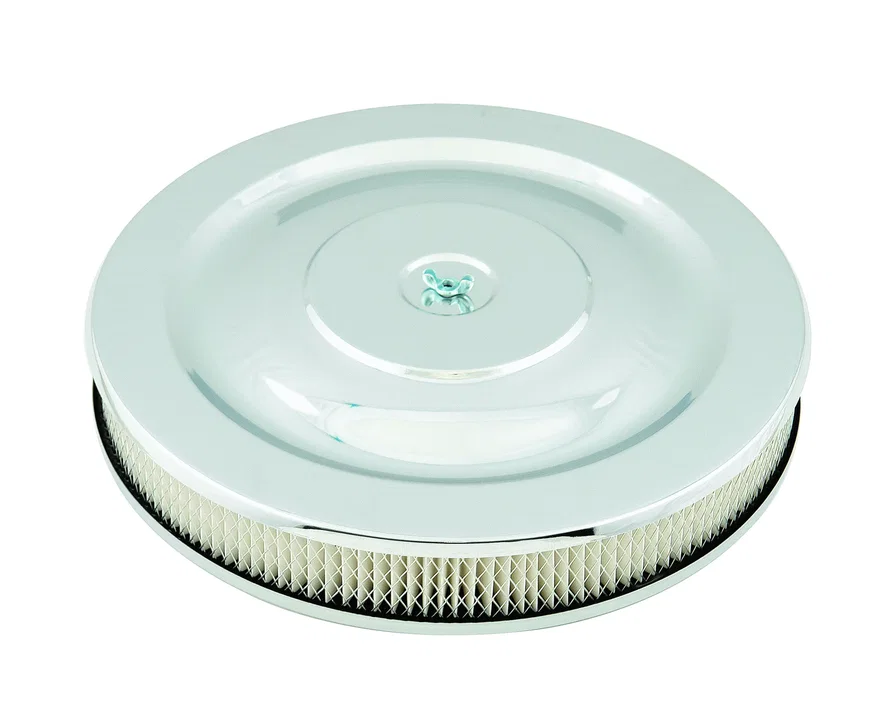 Air Cleaner - 14 Inch Diameter x 2-1/4 Inch Tall - Chrome