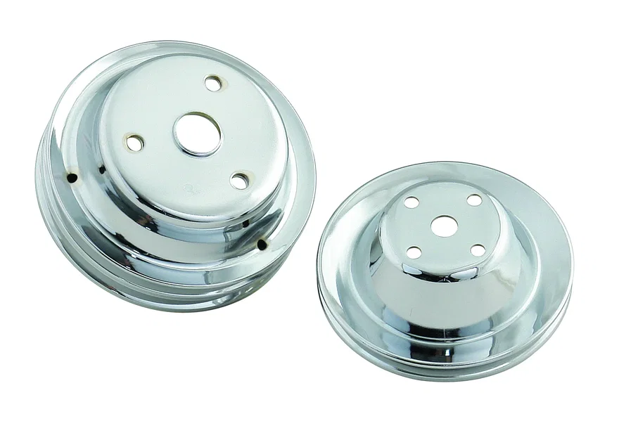 Chrome Pulley Set - Single Groove Upper, Double Groove Lower