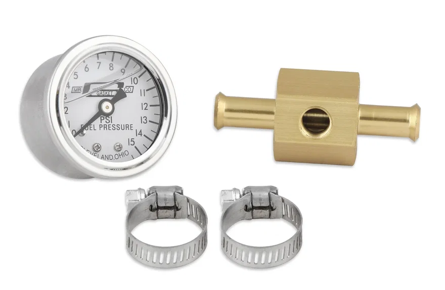 Fuel Block with 0-15 PSI Liquid Filled Fuel Pressure Gauge