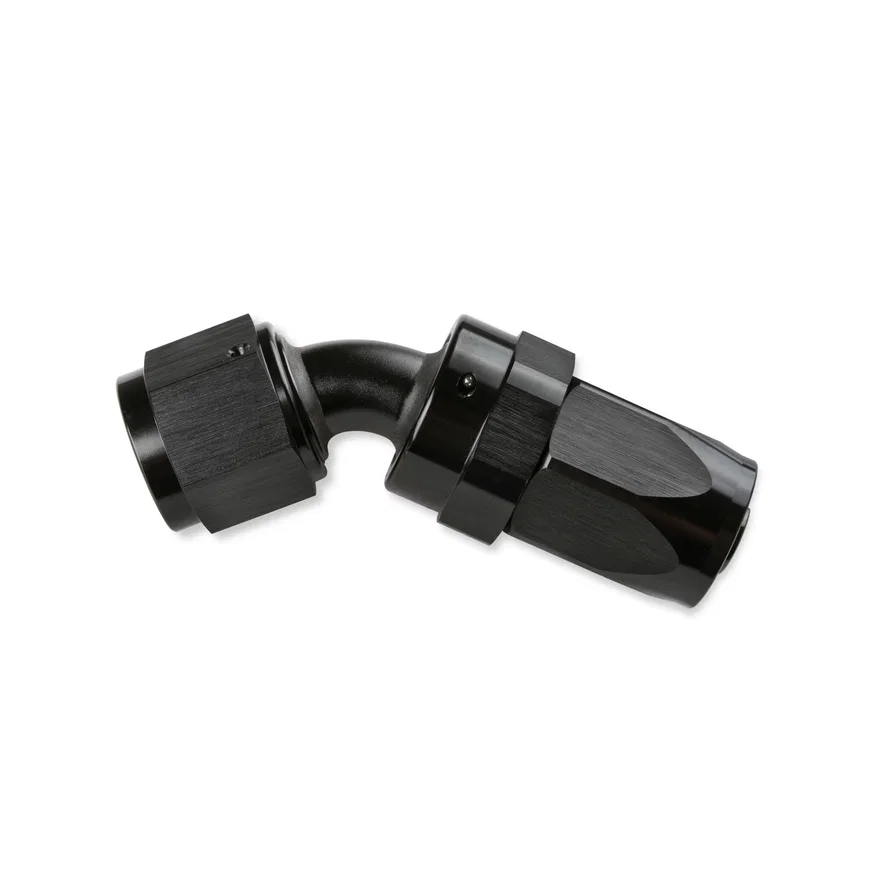 6 AN 45 Degree Swivel Hose End - Black