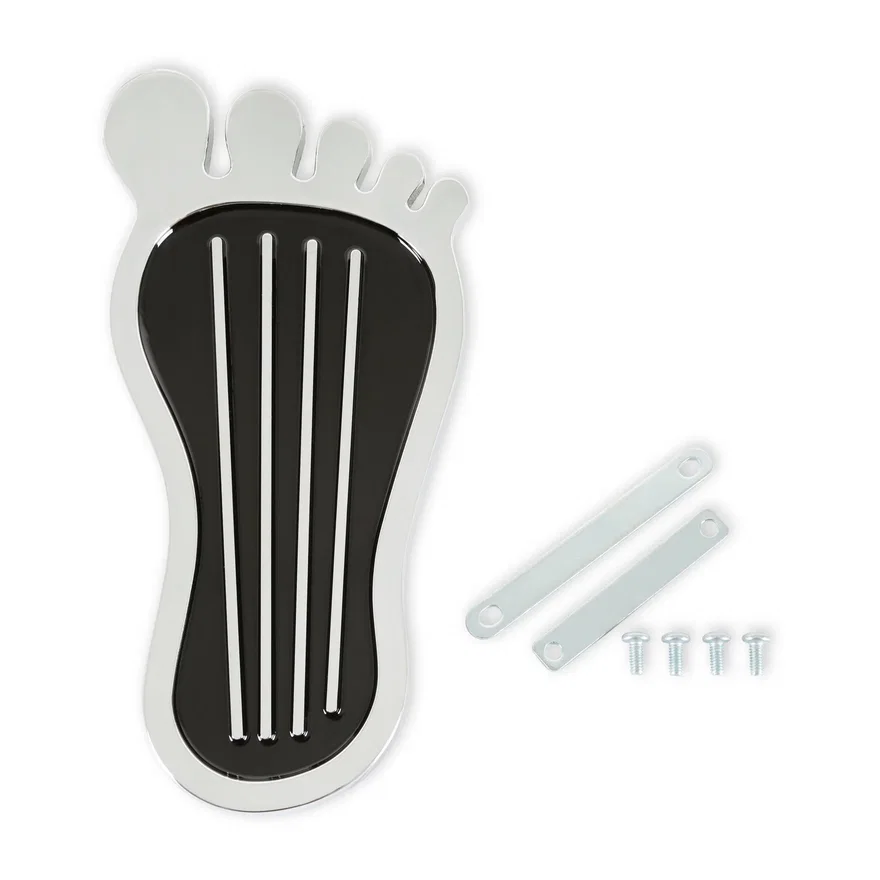 Foot Print Gas Pedal Pad - Aluminum - Chrome & Painted Black Trim