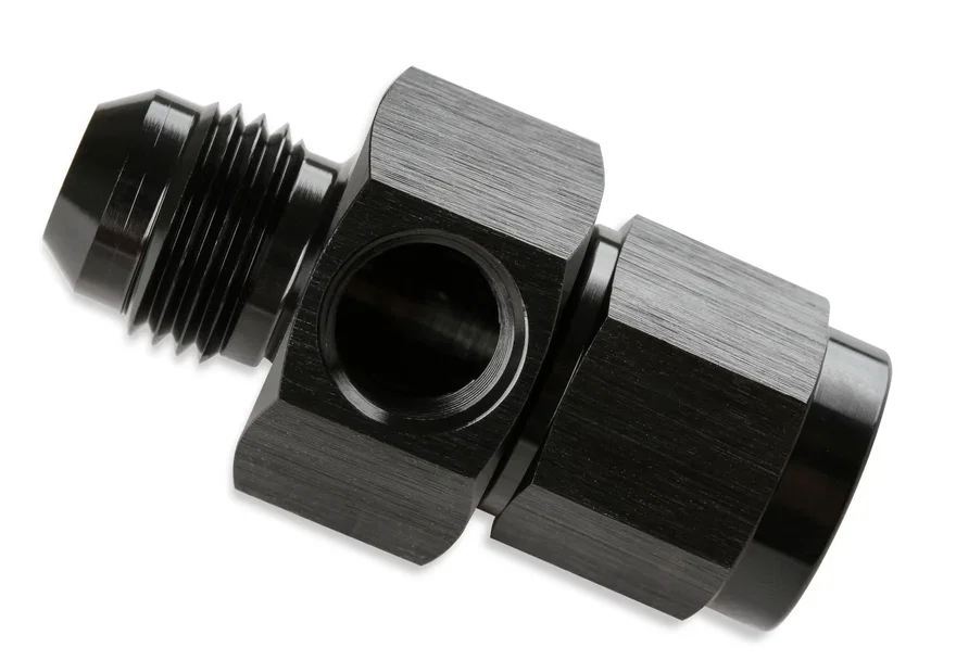 6 AN Male-Female Fuel Pressure Gauge Adapter w/1/8'' NPT Port-Black