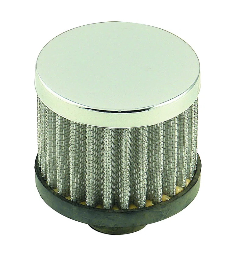 Chrome Valve Cover Breather - Push On Style Open Element