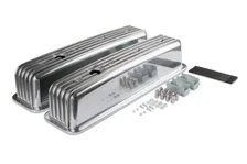 Cast Aluminum Ball Milled Center Bolt Valve Covers - Polished image 1