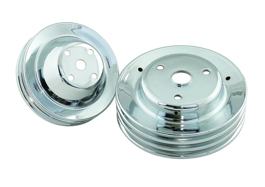 Chrome Pulley Set - Double Groove Upper, Triple Groove Lower