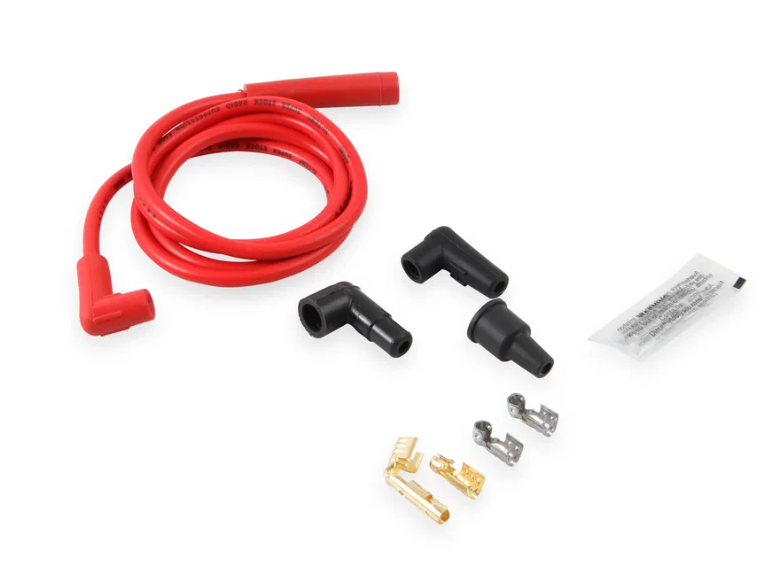 Single Wire Replacement Kit - Straight and 90 Spark plug boots - Universal - Red
