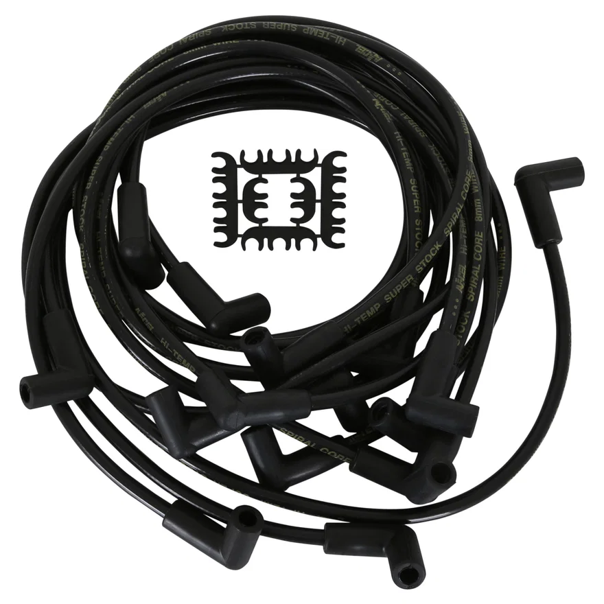 Spark Plug Wires - 8mm SUPER STOCK SPIRAL CUST BK for Chevrolet Corvette